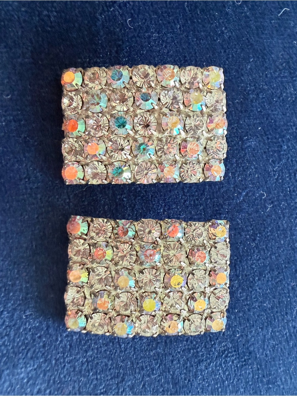 VTG Aurora Borealis Rhinestone Clip on Earrings